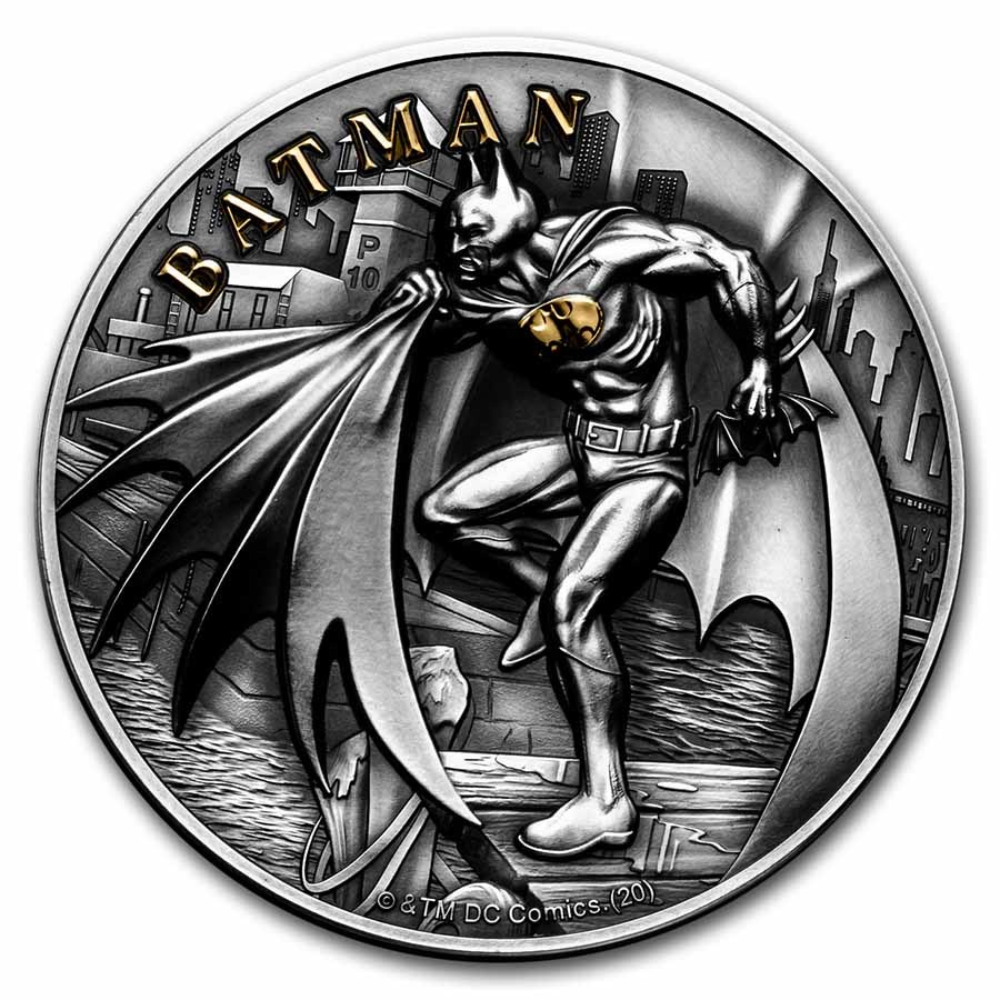 2021 Cook Islands 2 oz Antique Silver Batman