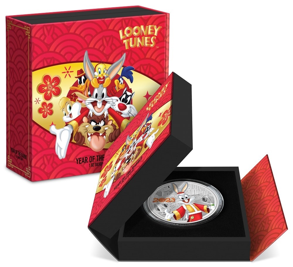 2023 Niue Looney Tunes Year of the Rabbit Bugs Bunny 1oz Silver Coloured Proof Coin