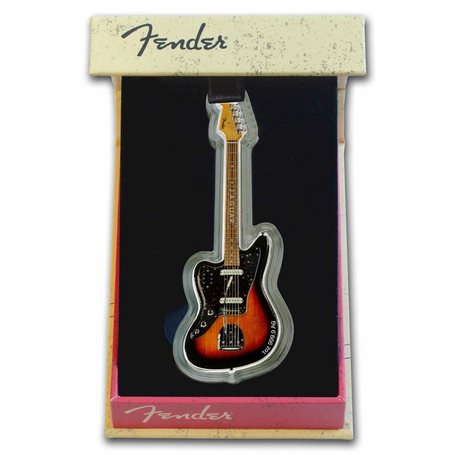 2024 Pamp Suisse Fender Jaguar Guitar Shaped 1 oz Reverse Proof Silver Coin