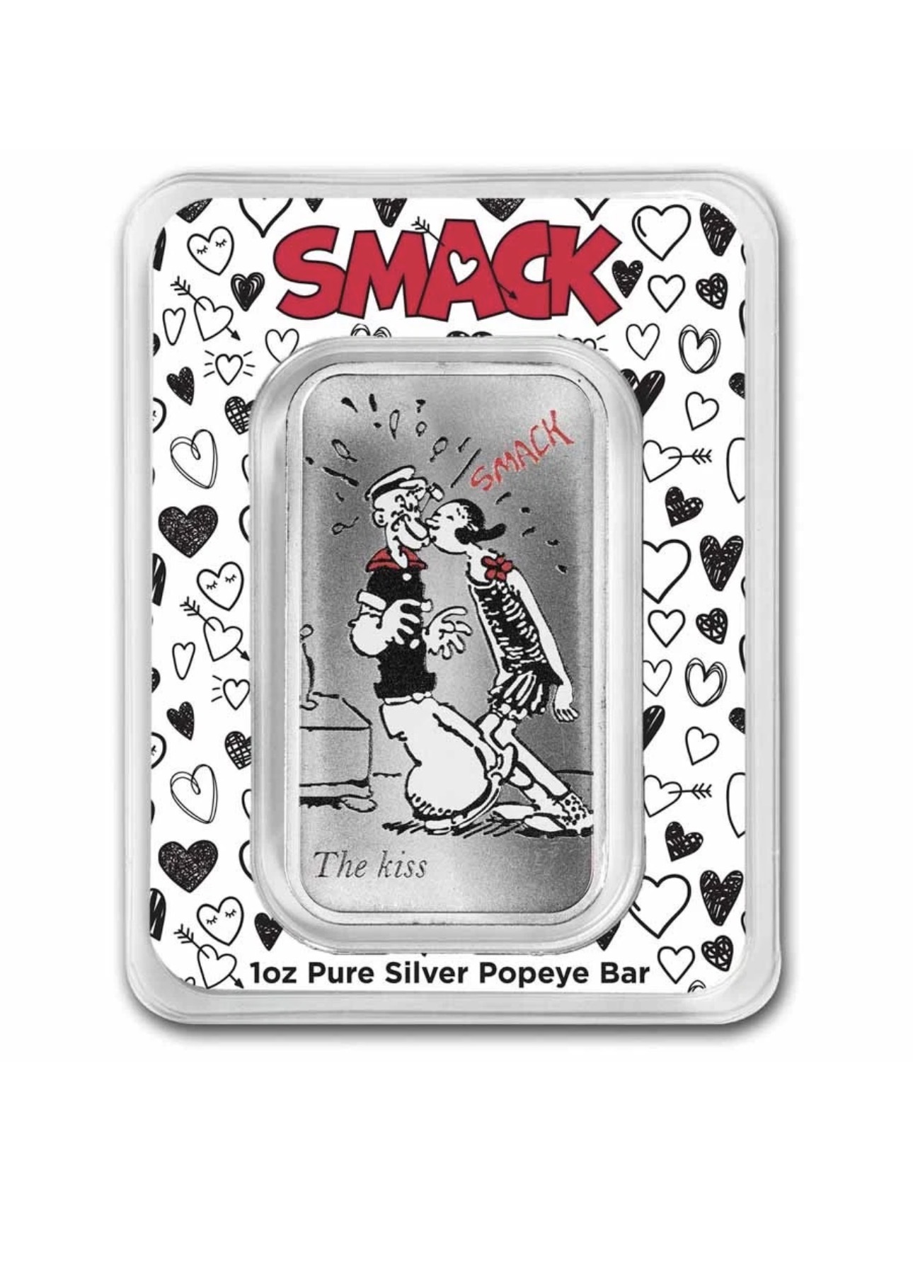 1 oz Silver Colorized Bar - Popeye & Olive Oyl "The Kiss"