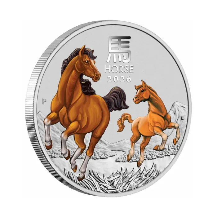 2026 1oz Australia Lunar Series III - Year of the Horse .9999 Silver Coloured BU Coin (in Capsule) | PRE ORDER