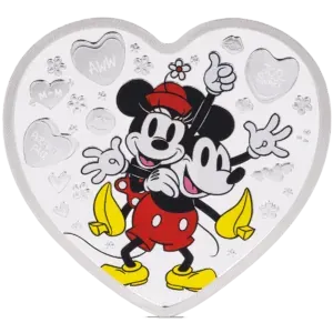 Agoro 2025 Disney Mickey Mouse & Minnie Mouse Love Us 1 oz Silver CoinI’