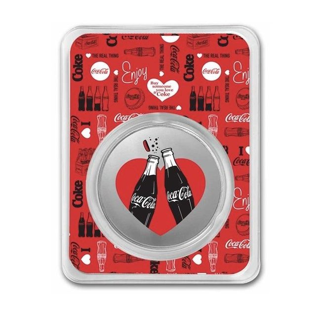 Coca-Cola® 1 oz Silver Colorized Valentine Round (in TEP) [ PRE-ORDER ]