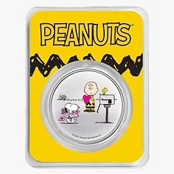 Peanuts Snoopy and Charlie Brown Valentine 1 oz Colorized Silver | PRE SALE 