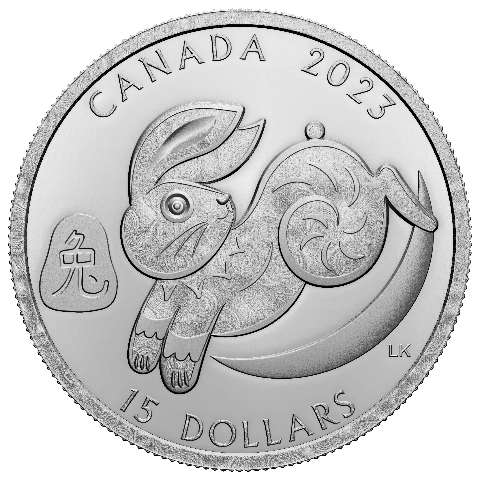 Canada Silver 2023 $15 Year of the Rabbit 1.009oz, .9999