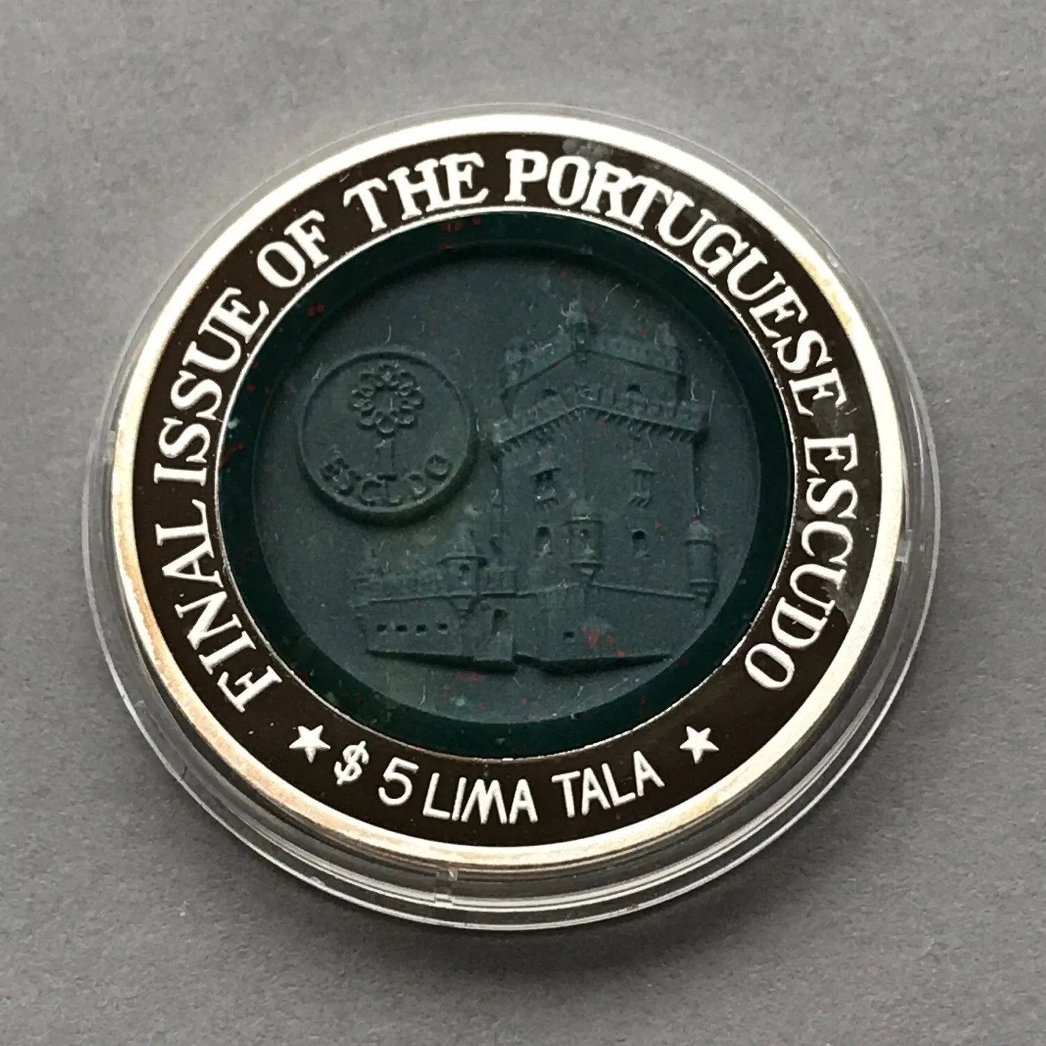 Tokelau. Elizabeth II. 5 Lima Tala 2002 Proof - Final Issue of the Portuguese Escudo - 1 Oz .999