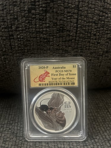 2020 P 1 oz Australia Silver Lunar Year of the Mouse PCGS MS70 First Day Issue